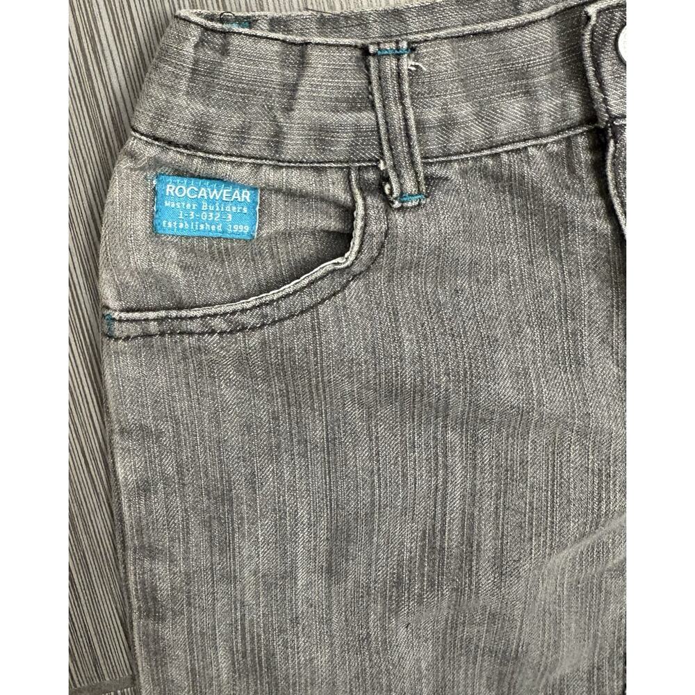 Rocawear Girls Gray Jeans Straight Leg Size Medium (5-6) Embroidered - Picture 2 of 7